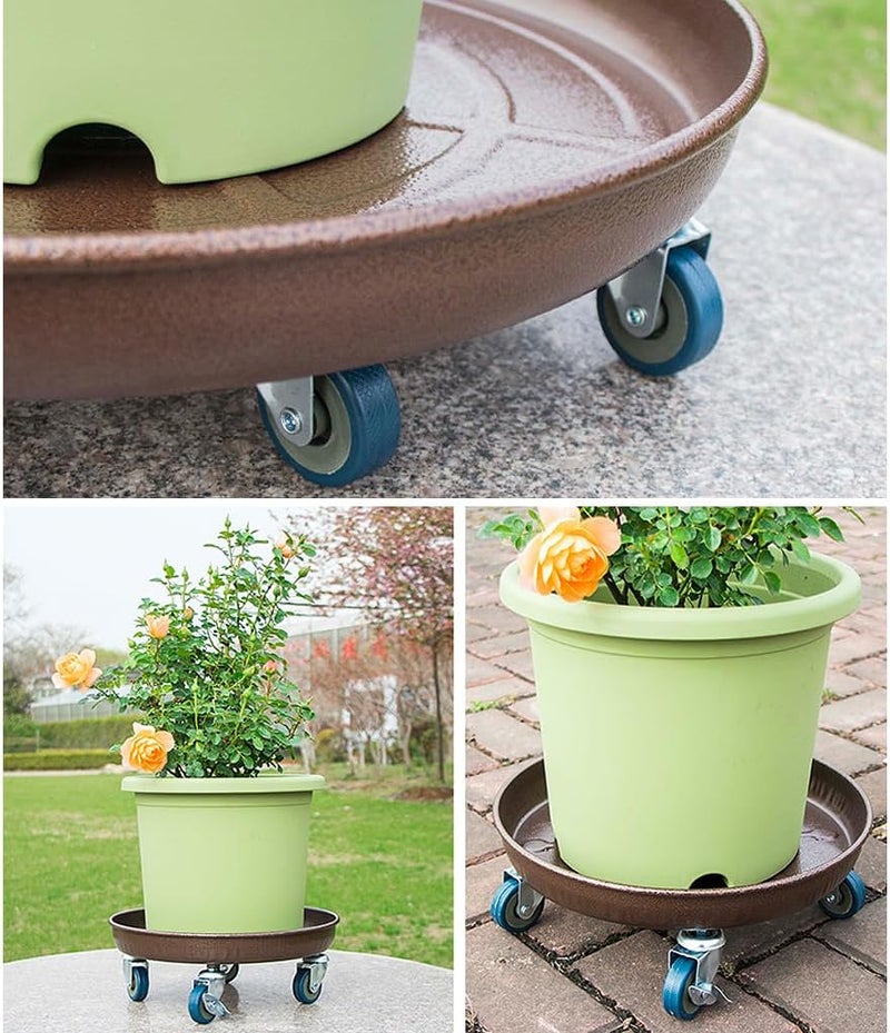 FLRISNTIG 10" Heavy Duty Plant Dolly with Wheels, 160lbs Metal Rolling Plant Stand with Casters, Round Wheeled Planter Caddy Roller Base Carry Potted Tree Flower Pot for Indoor Outdoor Garden, 2 Pack, Bronze - Image 3